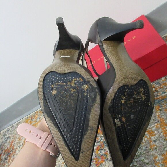 San Cipriano Pointed Toe Ankle Strap Pumps Women 37 Brown High Heels y2k vtg 322 - Picture 3 of 10